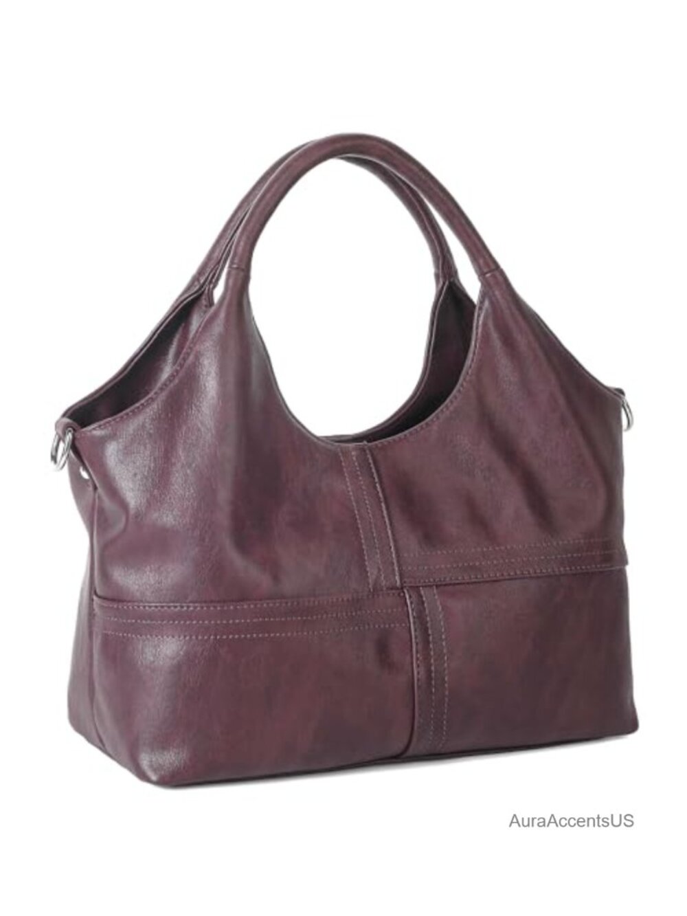 Vegan Leather Hobo Tote Bag with Detachable Satchel Strap Two-Handle